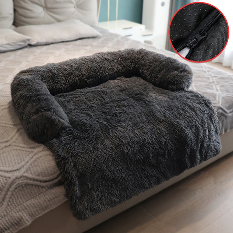 Sofa Bed Cover With Soft Long Plush Zipper